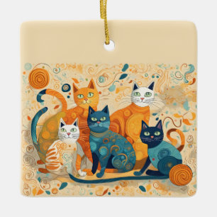 En Céramique ornement de chats apaisants