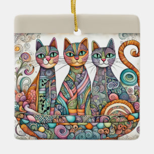 En Céramique ornement de chats apaisants