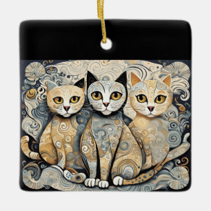 En Céramique ornement de chats apaisants