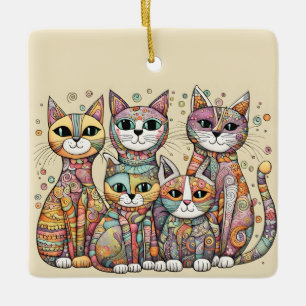 En Céramique ornement de chats apaisants