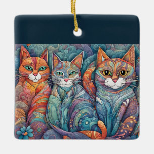 En Céramique ornement de chats apaisants