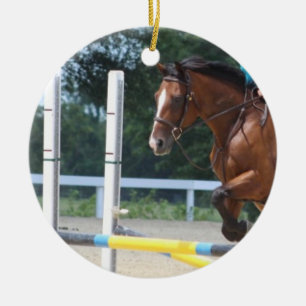 En Céramique Ornement de cheval de la baie sautante