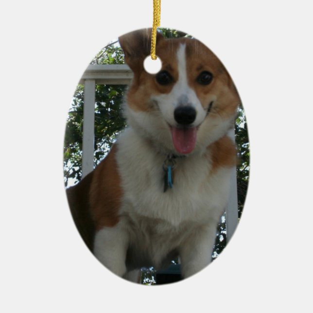 En Céramique Ornement de chien de corgi (Devant)