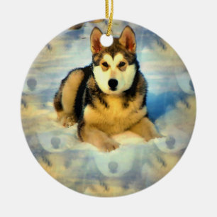 En Céramique Ornement de chiots de Malamute d'Alaska