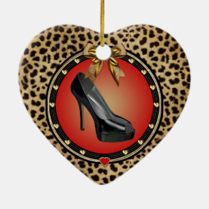 En Céramique Ornement de coeur de la Stiletto noire