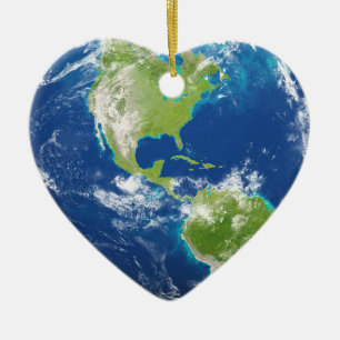 En Céramique Ornement de coeur du monde