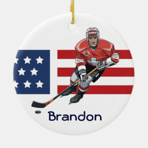 En Céramique Ornement de conception de hockey patriotique