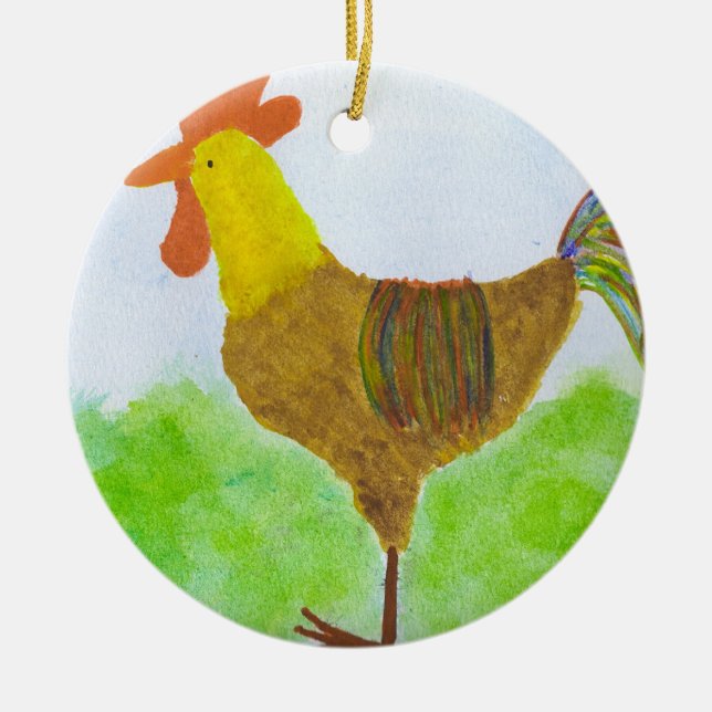 En Céramique Ornement de coq (Devant)