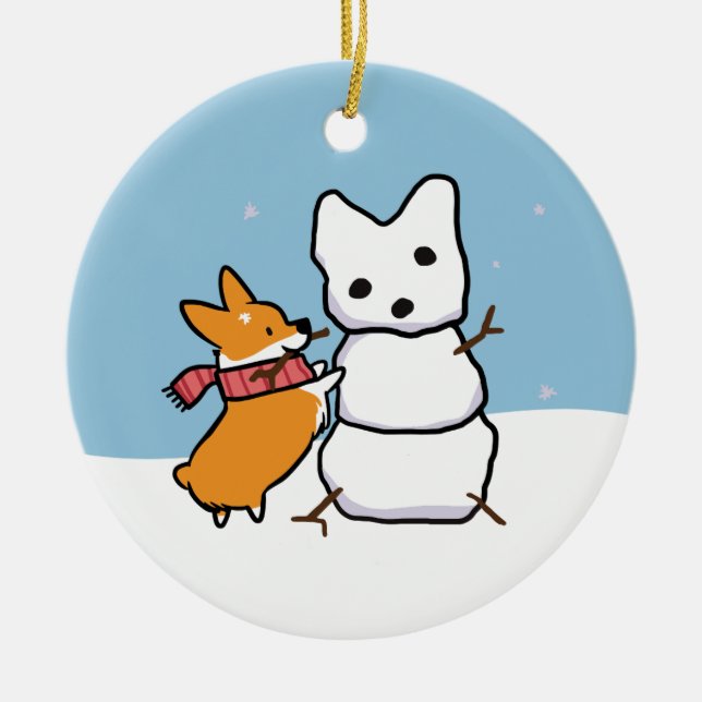 En Céramique Ornement de Corgi Rouge | CorgiThings (Devant)