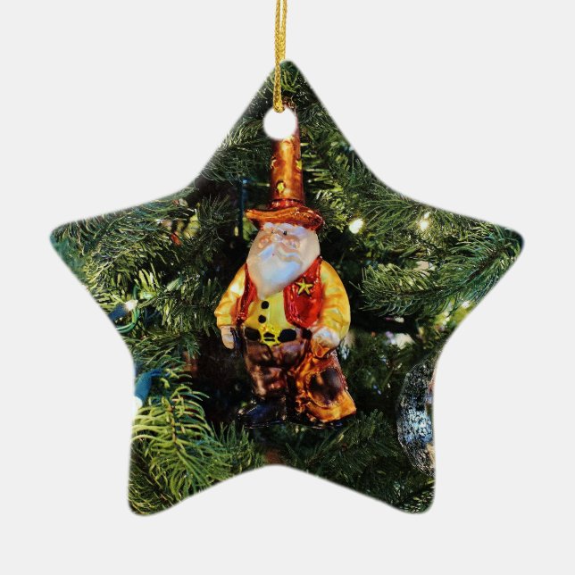 En Céramique Ornement de Cowboy Père Noël (Devant)