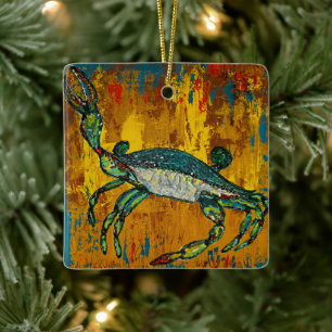En Céramique Ornement de crabe bleu