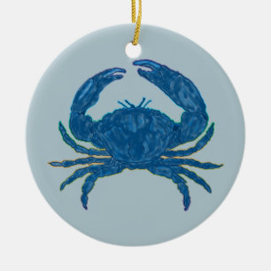 En Céramique Ornement de crabe bleu