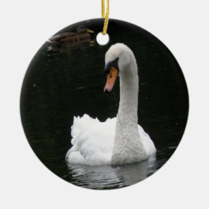 En Céramique Ornement de cygne blanc