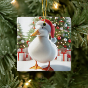 En Céramique Ornement de dos personnalisé de canard Pékin blanc