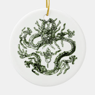 En Céramique Ornement de dragon vert