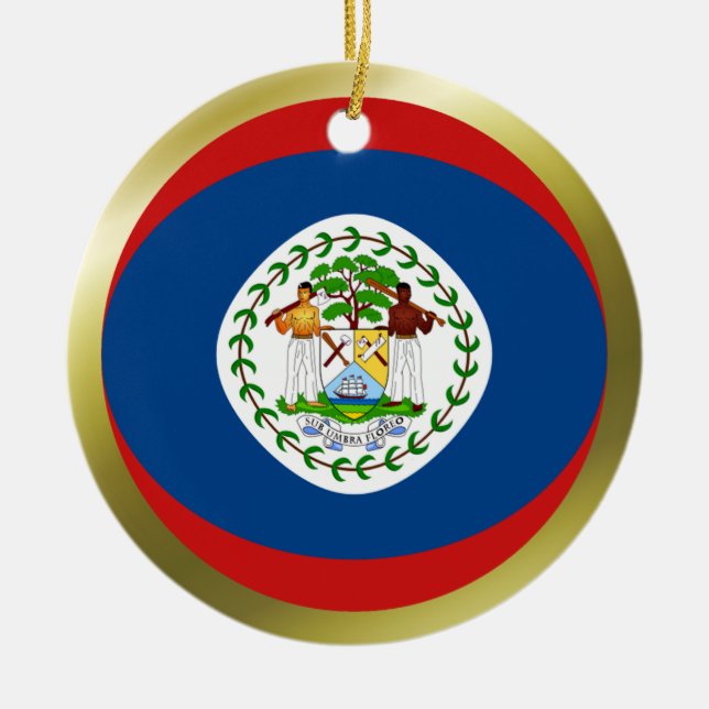 En Céramique Ornement de drapeau de Belize (Devant)