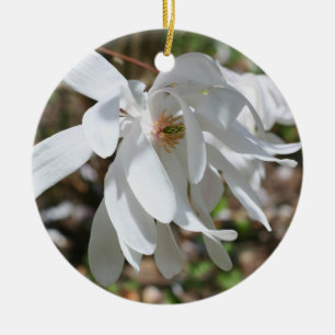 En Céramique Ornement de fleurs de magnolia de printemps blanc