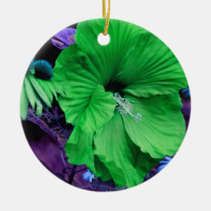 En Céramique Ornement de fleurs d'Hibiscus vert