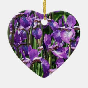 En Céramique Ornement de fleurs d'Irises à poils violets