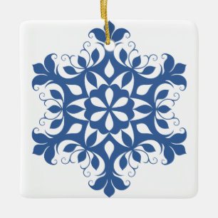 En Céramique Ornement de flocon de neige bleu