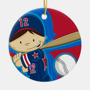 En Céramique Ornement de garçon de base-ball