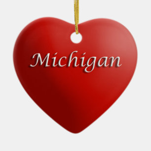 En Céramique Ornement de garde de coeur rouge du Michigan