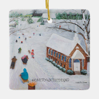 En Céramique Ornement de glissade de patinoire de ville natale