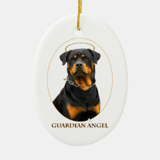 En Céramique ornement de halo de rottweiler d'ange gardien