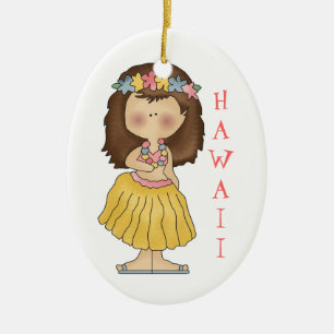 En Céramique Ornement de Hula Girl Hawaii