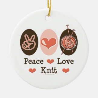 En Céramique Ornement de Knit d'amour de paix