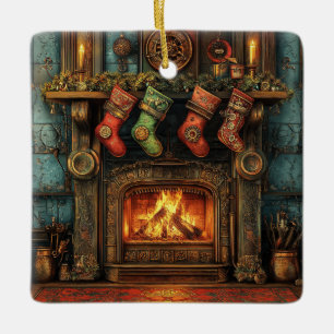 En Céramique Ornement de la cheminée de Noël Steampunk