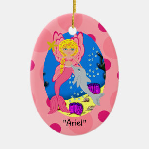 En Céramique Ornement de la Merfaery rose Ariel