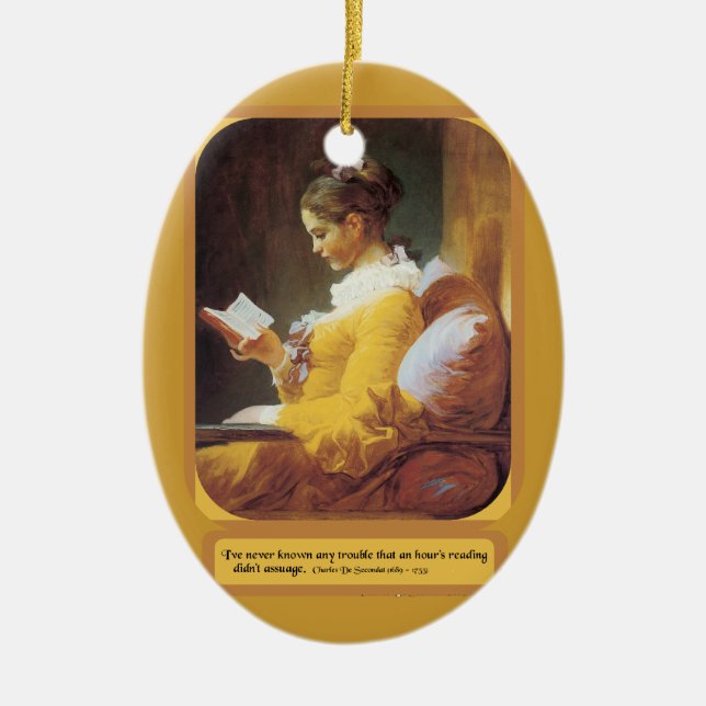 En Céramique Ornement de lecture de femme (Devant)