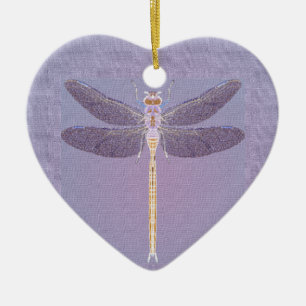 En Céramique Ornement de libellules violettes