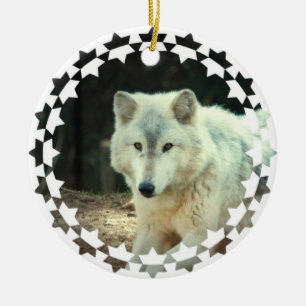 En Céramique Ornement de loup gris