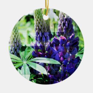 En Céramique Ornement de loup pourpre de fleur de trio