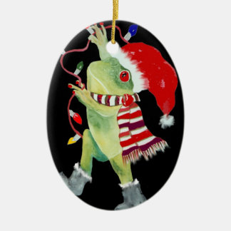 En Céramique Ornement de lumières de Noël de grenouille