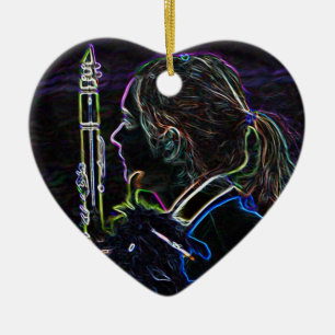 En Céramique Ornement de marche de coeur de Clarinetist
