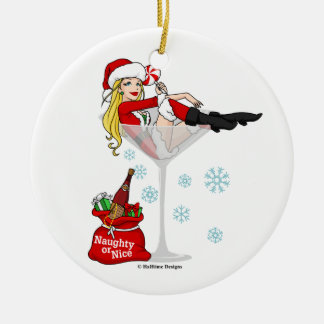 En Céramique Ornement de Martini de fille de Père Noël