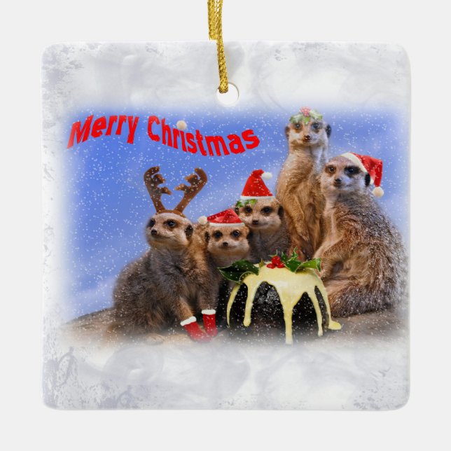 En Céramique Ornement de Merry Meerkats (Devant)