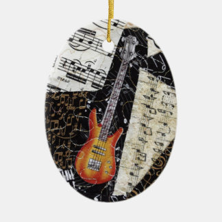 En Céramique Ornement de musique de guitare basse
