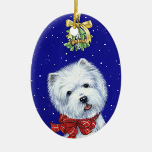 En Céramique Ornement de Noel Westie d'os par Borgo
