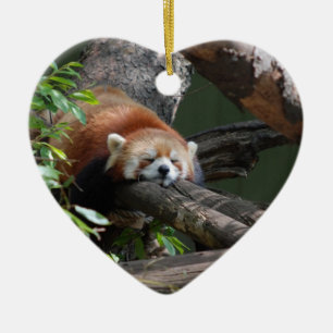 En Céramique Ornement de panda rouge de sommeil