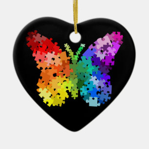 En Céramique Ornement de papillon de puzzle de sensibilisation