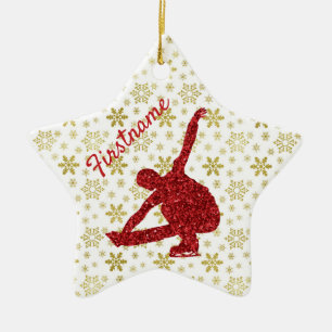 En Céramique Ornement de patinage artistique - Or et rouge