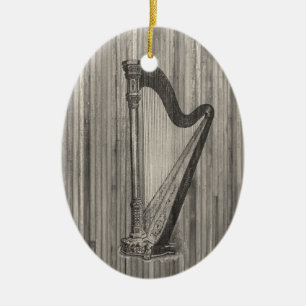En Céramique Ornement de pendentif de gravure d'harpe