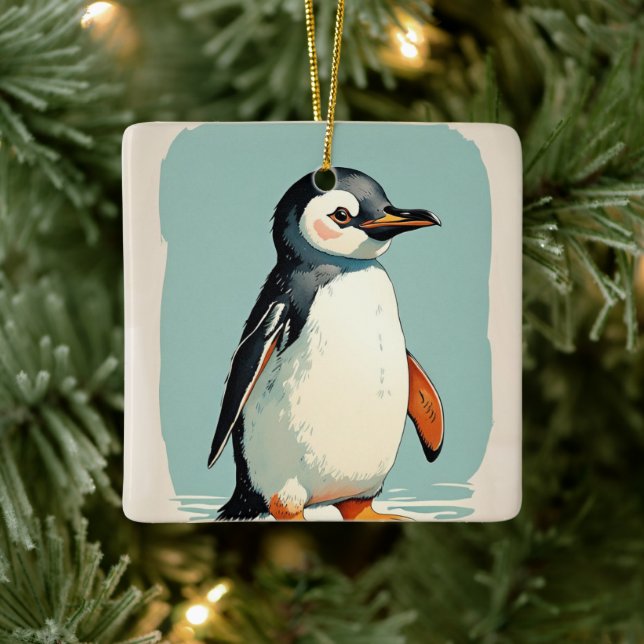 En Céramique Ornement de pingouin adorable (Arbre)