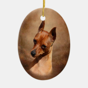 En Céramique Ornement de Pinscher miniature
