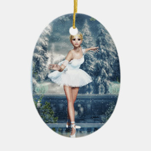 En Céramique Ornement de princesse Ballerina Oval Double Sided