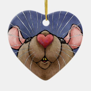 En Céramique Ornement de rat au cœur mignon